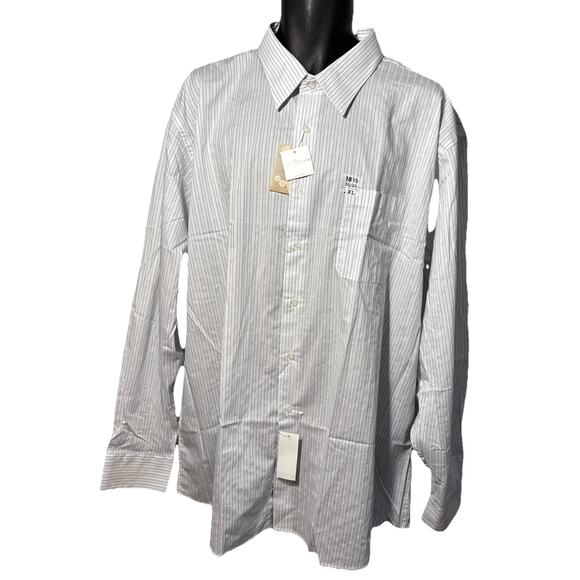 Bill Blass Easy Care Men’s Pinstripe 100% Cotton Long Sleeve Button Up 2XL - Picture 1 of 9